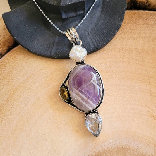 Dream Amethyst pearl citrine and topaz 925 silver crystal healing witchy jewelry for her jewellery for women