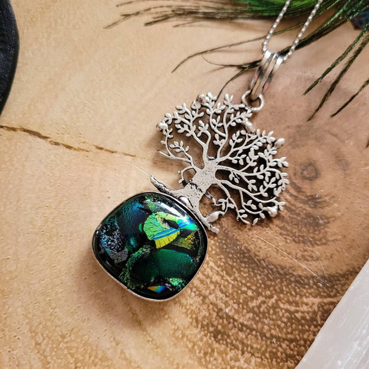 Dichroic glass necklace pendant 925 silver witchy jewellery gift for her jewelry fif women