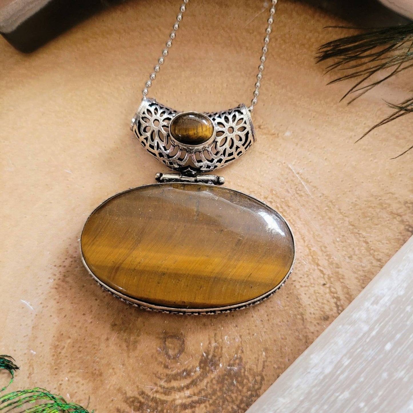 Tigers eye pendant necklace 925 silver crystal healing natural Stone jewellery for him or her witchy  jewelry for men or women