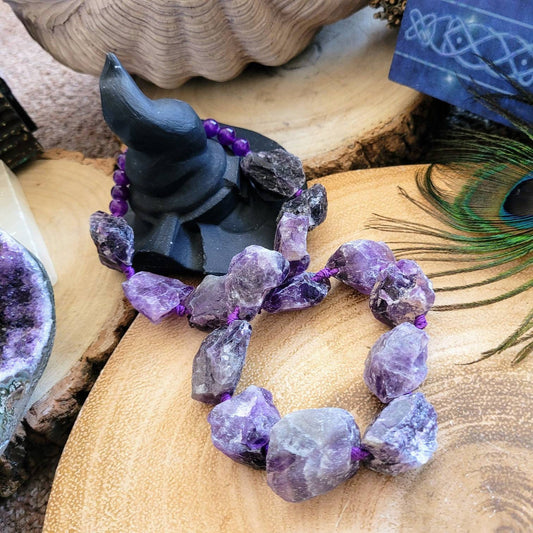 Amethyst necklace raw stone witchy jewellery for women  gift for her February birthstone