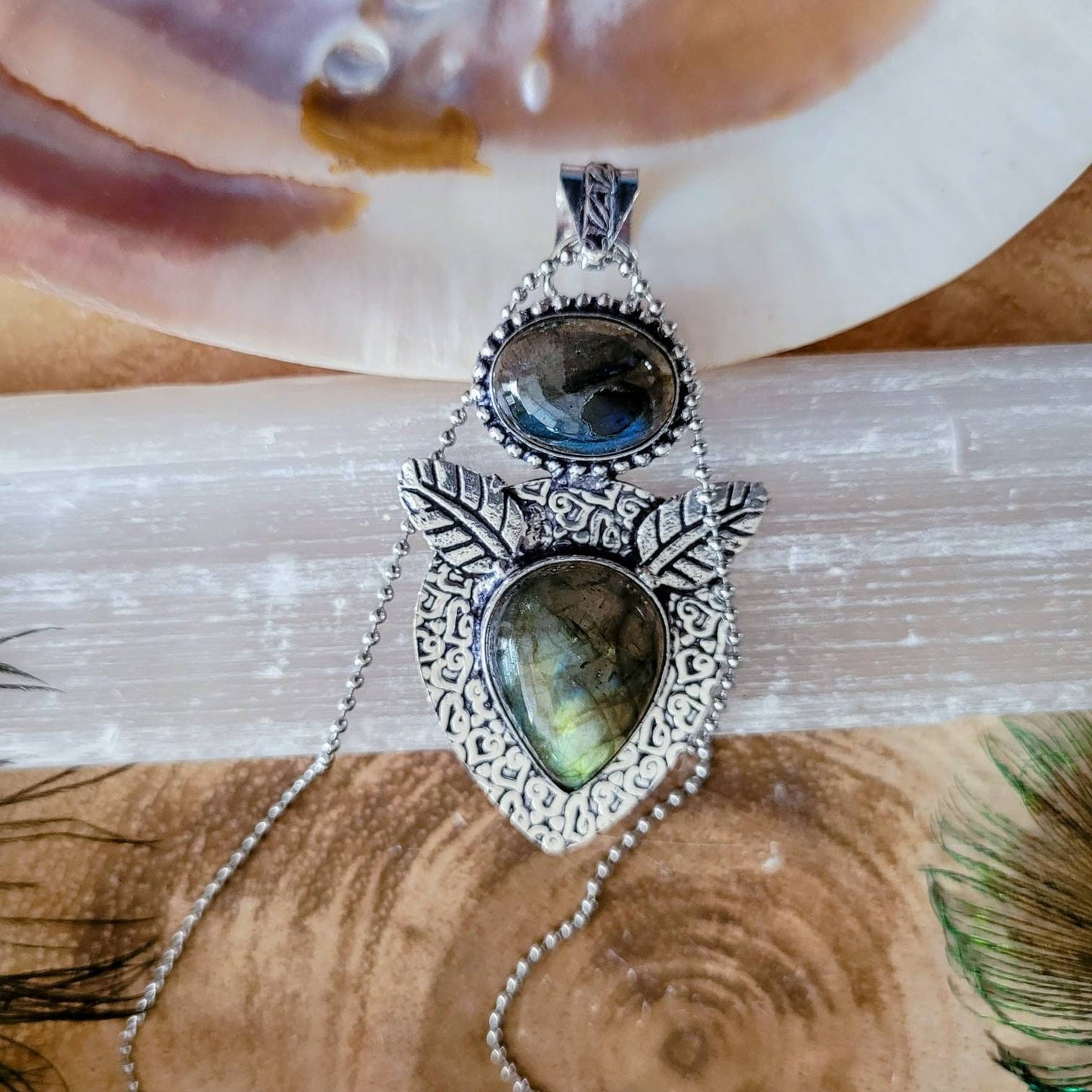 labradorite pendant necklace 925 silver jewellery for men or women witchy gift for him or her crystal healing jewelry