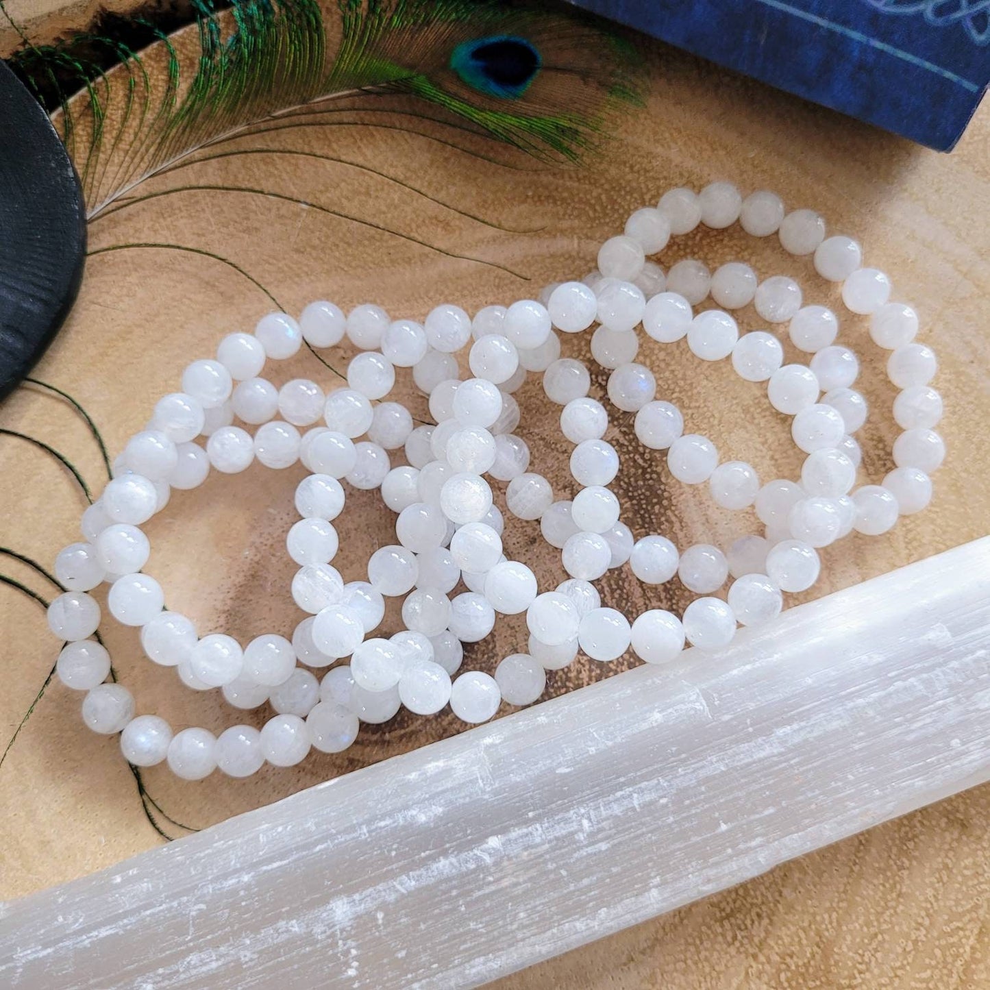 White moonstone bracelet crystal healing gift for her witchy jewellery for women