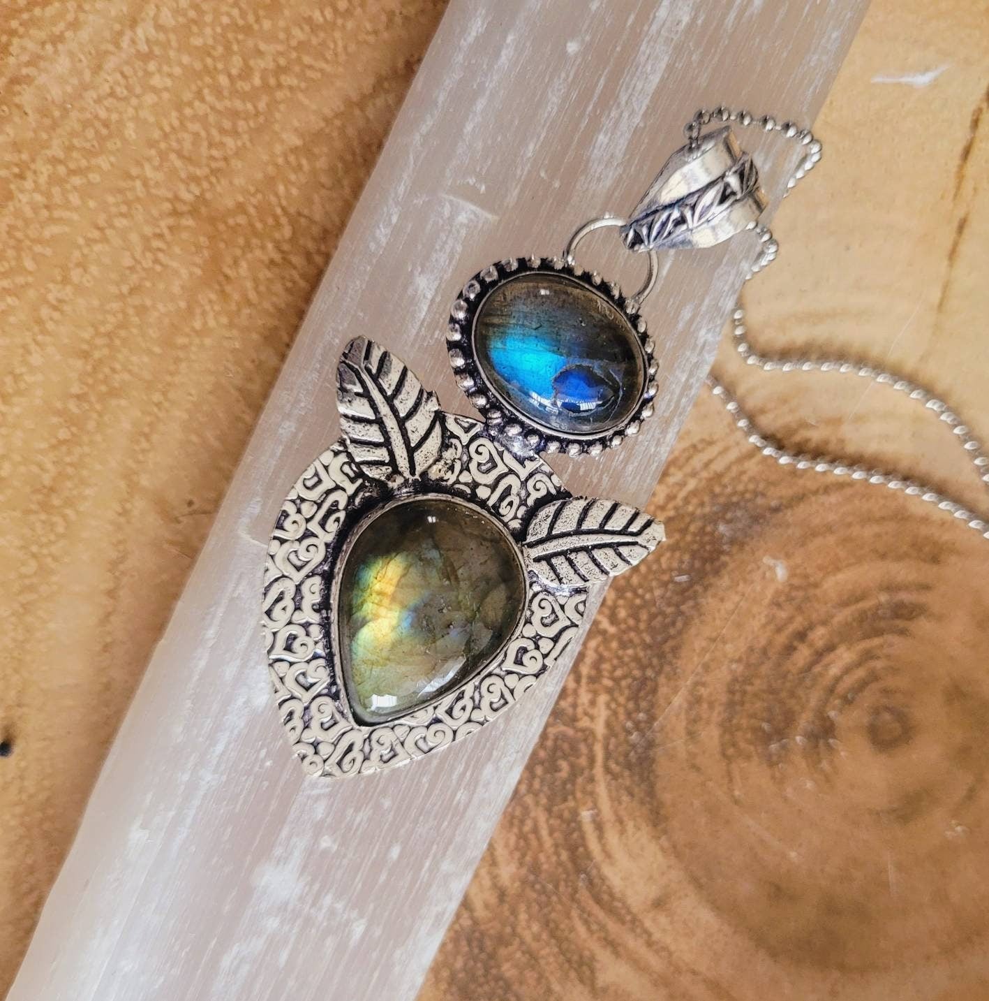 labradorite pendant necklace 925 silver jewellery for men or women witchy gift for him or her crystal healing jewelry