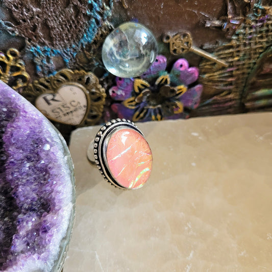 Dichroic glass ring in 925 silver Size 6.75/N witchy jewellery gift for her jewelry for women