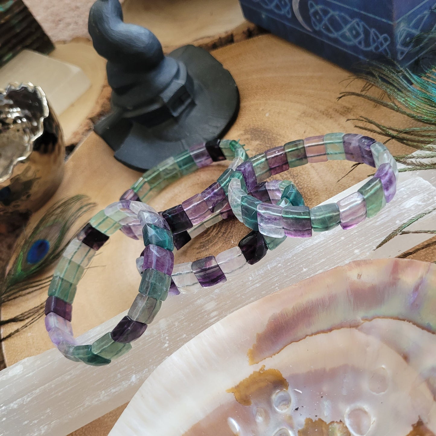 fluorite bangle bracelet crystal healing gift for her gemstone jewellery or women witchy jewelry