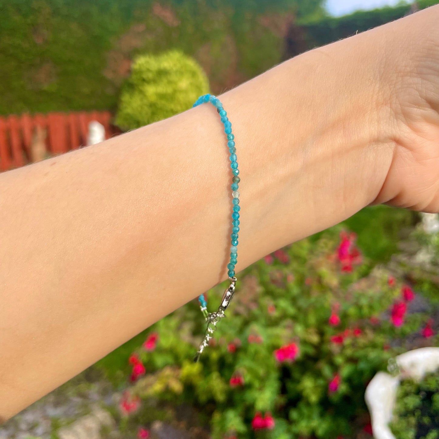 Apatite adjustable bracelet minimalist natural stone crystal healing stone throat chakra stone jewellery