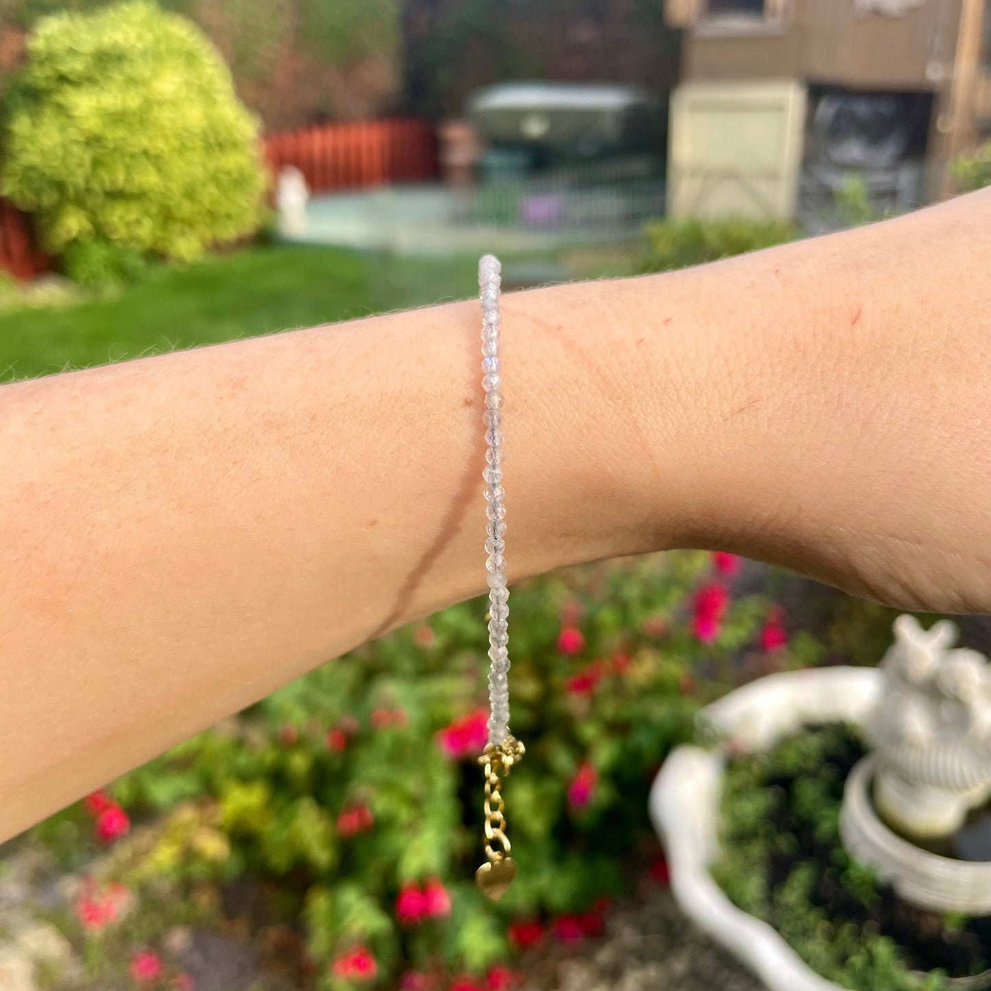 Labradorite adjustable bracelet minimalist natural stone crystal healing third eye chakra stone