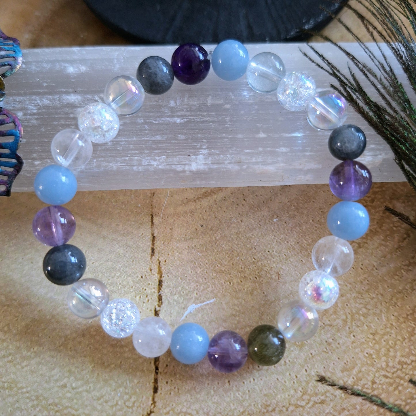 Spirit Guide bracelet Crystal healing natural stones with Clear Quartz angel aura angelite labradorite spiritual  gift for her jewellery