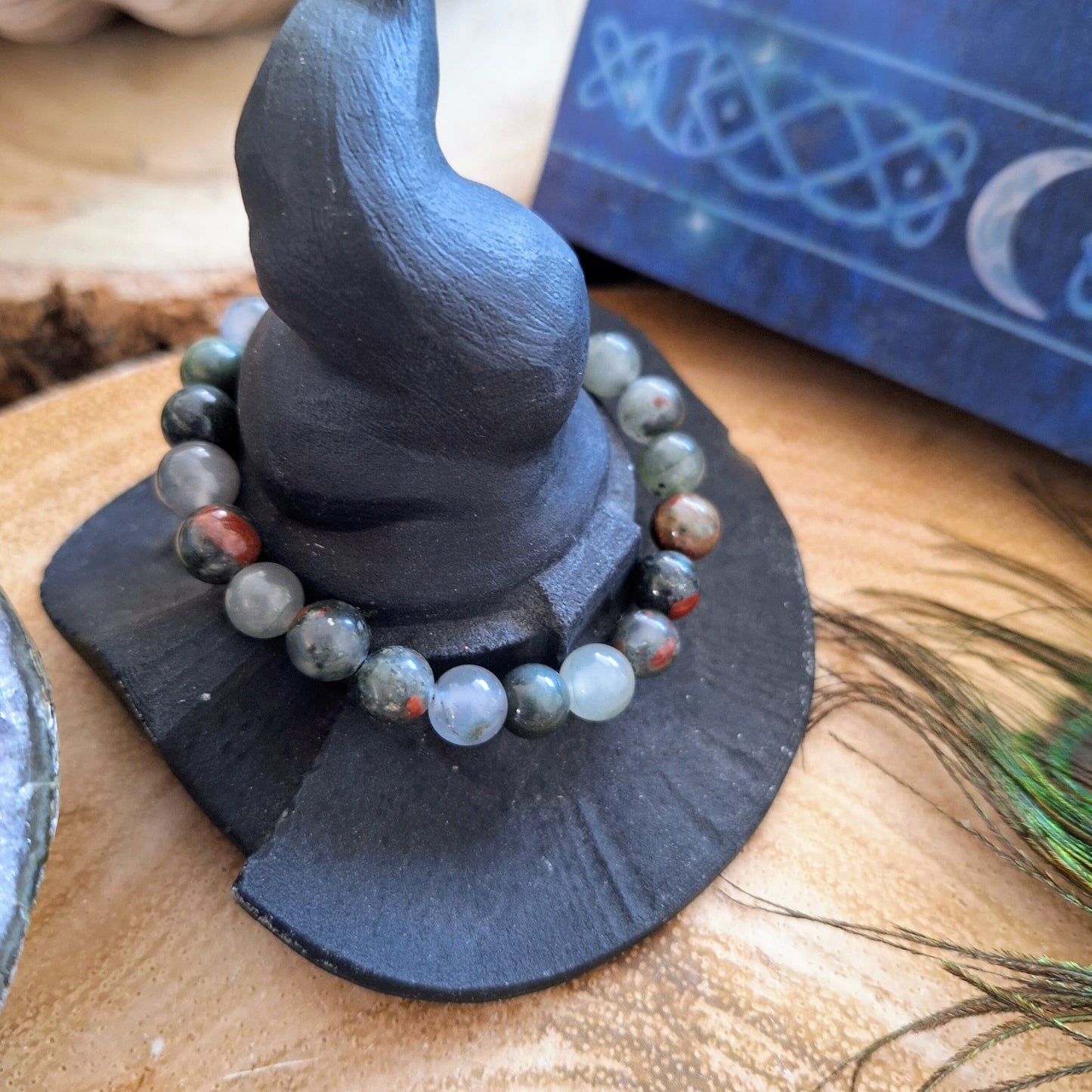 African Bloodstone bracelet crystal healing natural stone stacking stretch jewellery