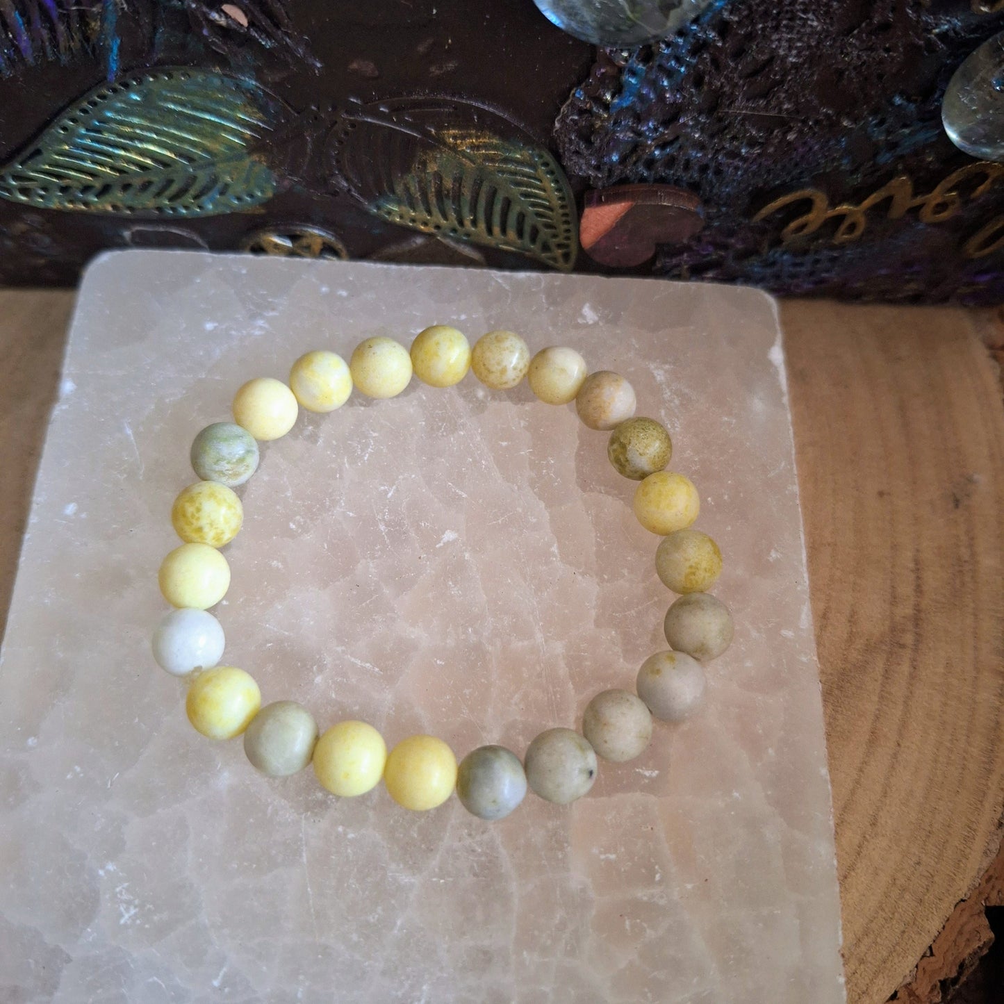 Yellow Jasper bracelet crystal healing natural stone stacking stretch jewellery for men or women gift for him or her