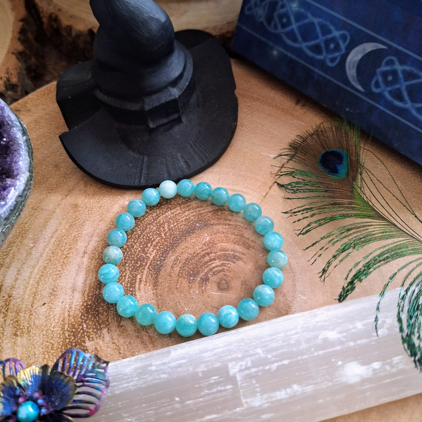 Amazonite Bracelet gift for him or her crystal healing jewellery for women witchy gift for men heart chakra