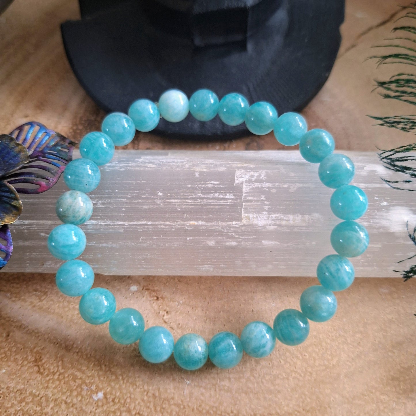 Amazonite Bracelet gift for him or her crystal healing jewellery for women witchy gift for men heart chakra