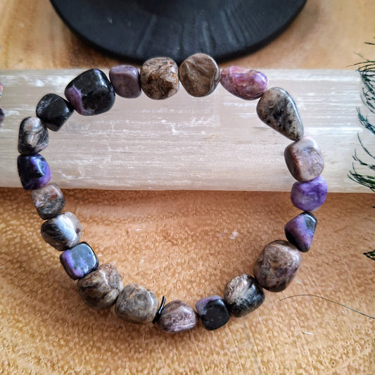 charoite and tinaksite bracelet crystal healing gift for him or her jewellery for men or women