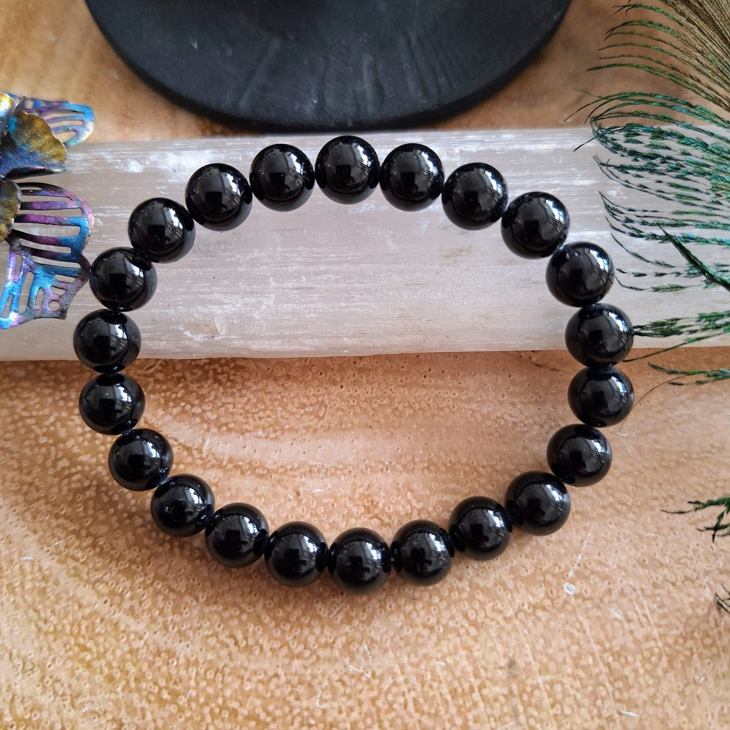 Black Tourmaline Bracelet crystal healing natural stone protection Grounding gift for him or her