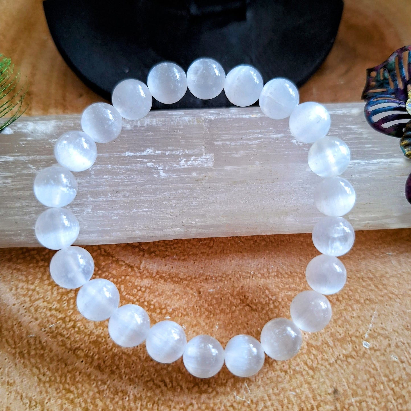 Selenite bracelet crystal healing natural stone stretch stacking bracelet