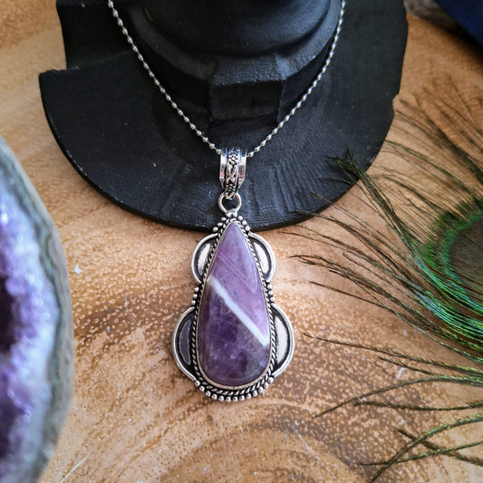 Dream Amethyst necklace pendant 925 silver crystal healing natural stone witchy gift for her jewellery for women