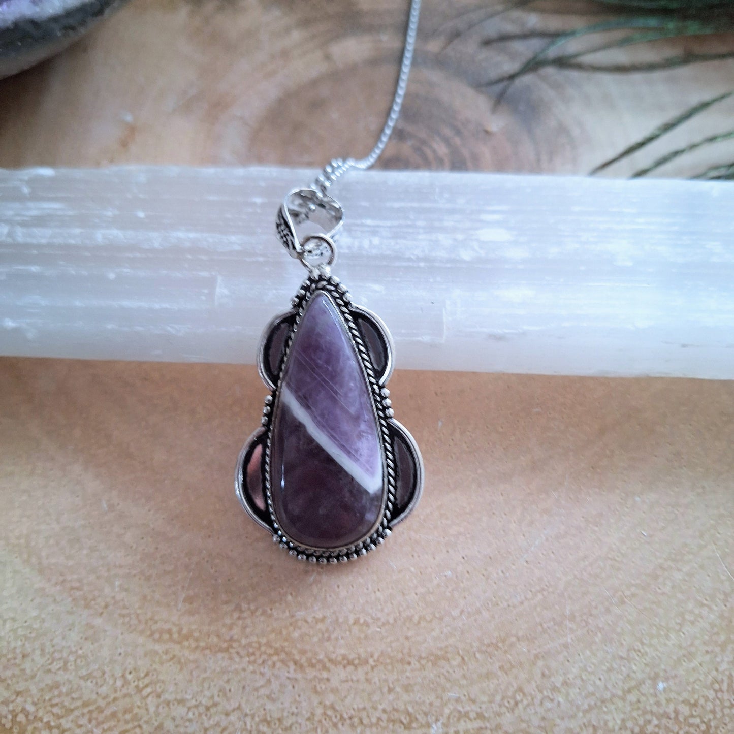 Dream Amethyst necklace pendant 925 silver crystal healing natural stone witchy gift for her jewellery for women