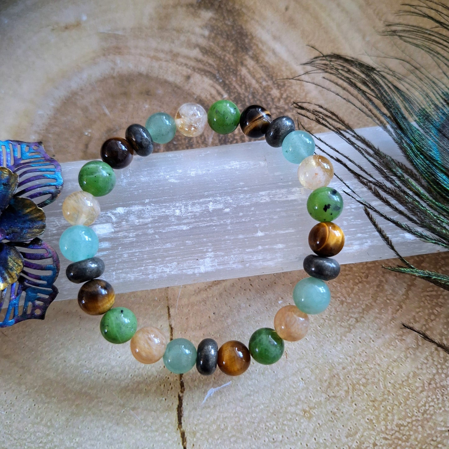 Good luck gift bracelet crystal healing natural stone stretch stacking jewellery gift for him or her