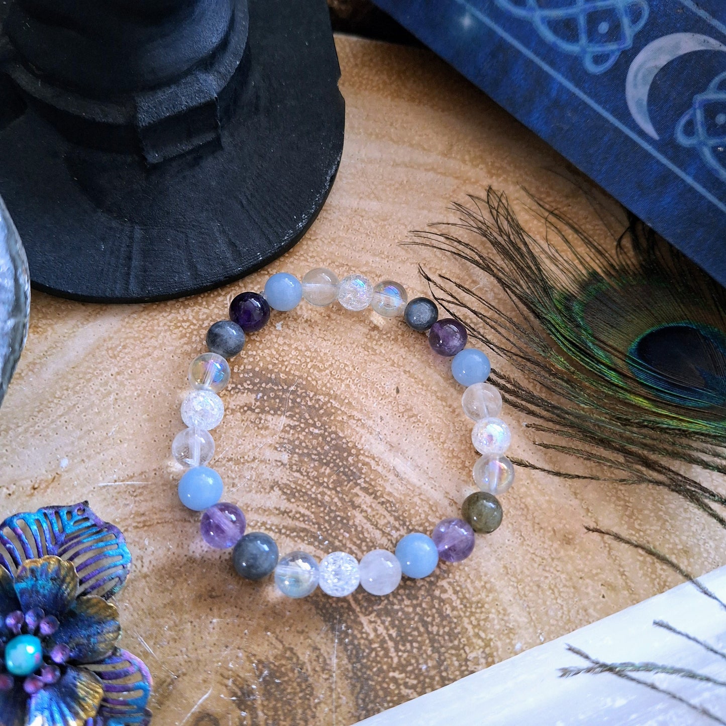 Spirit Guide bracelet Crystal healing natural stones with Clear Quartz angel aura angelite labradorite spiritual  gift for her jewellery