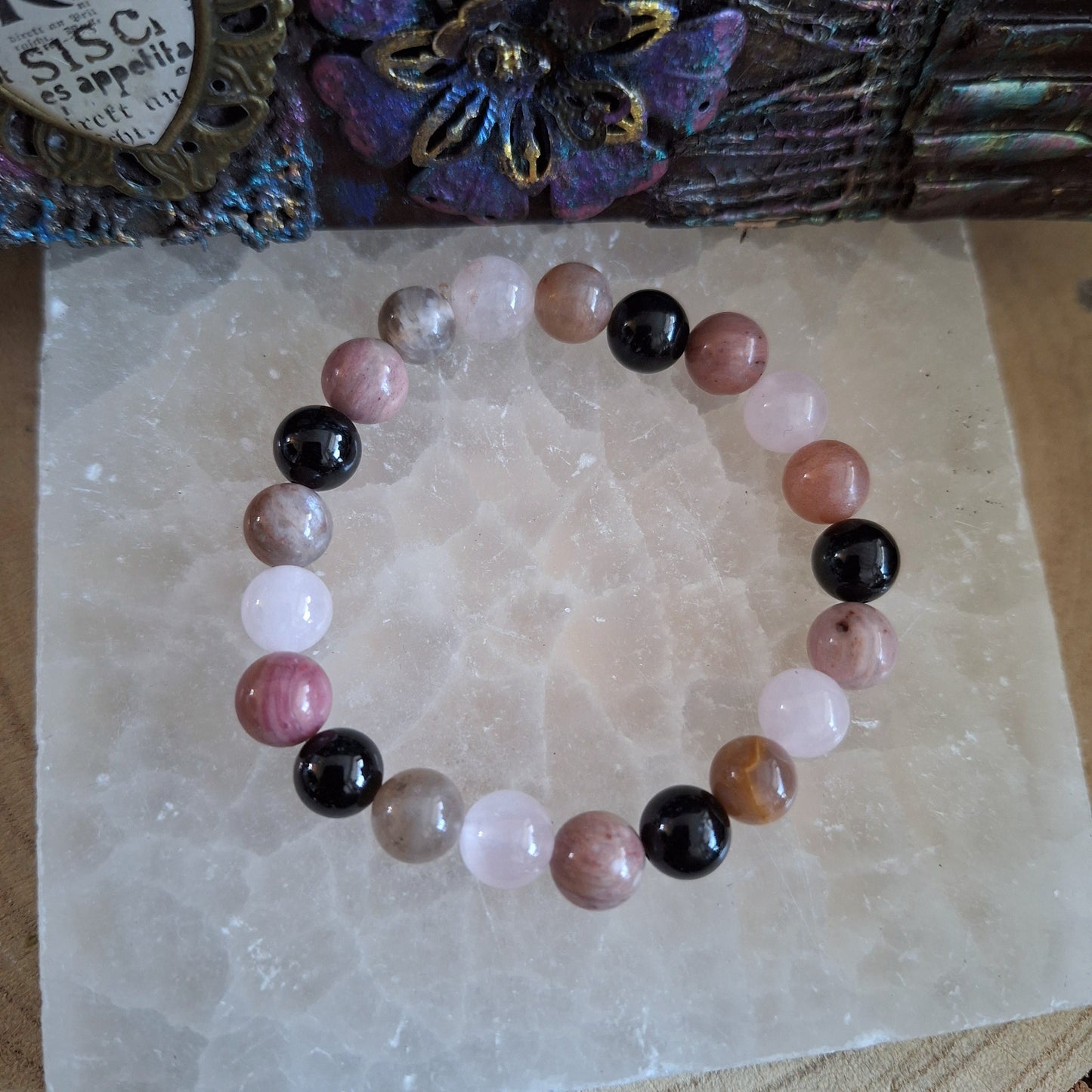 Self love bracelet crystal healing jewellery for women gift for him or her rose quartz rhodonite tourmaline moonstone