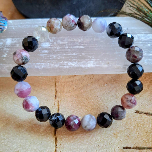 Mixed Tourmaline bracelet crystal healing gift for him or her witchy stacking jewellery