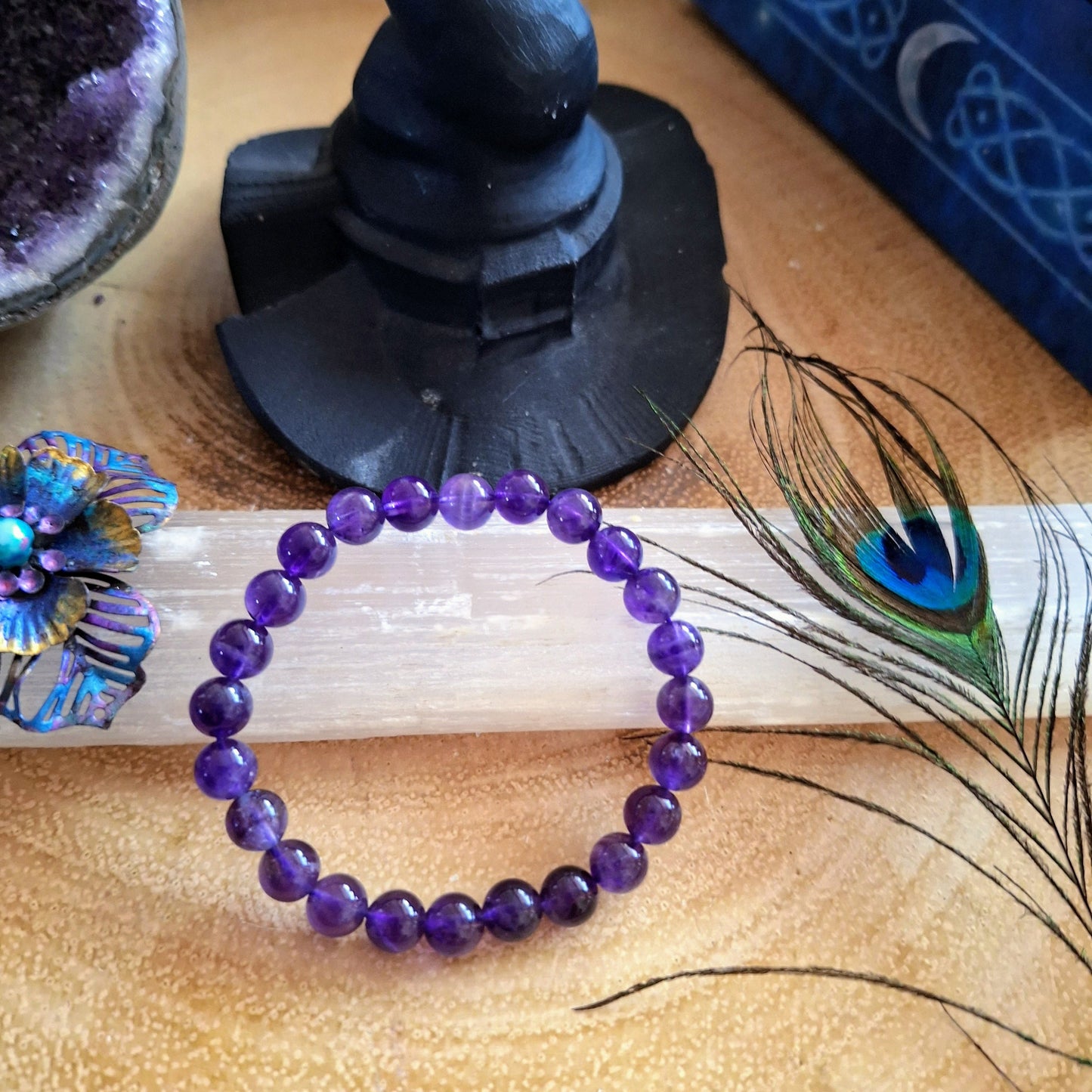 Amethyst Bracelet crystal healing natural stone February birthstone stacking jewellery gemstone jewelry