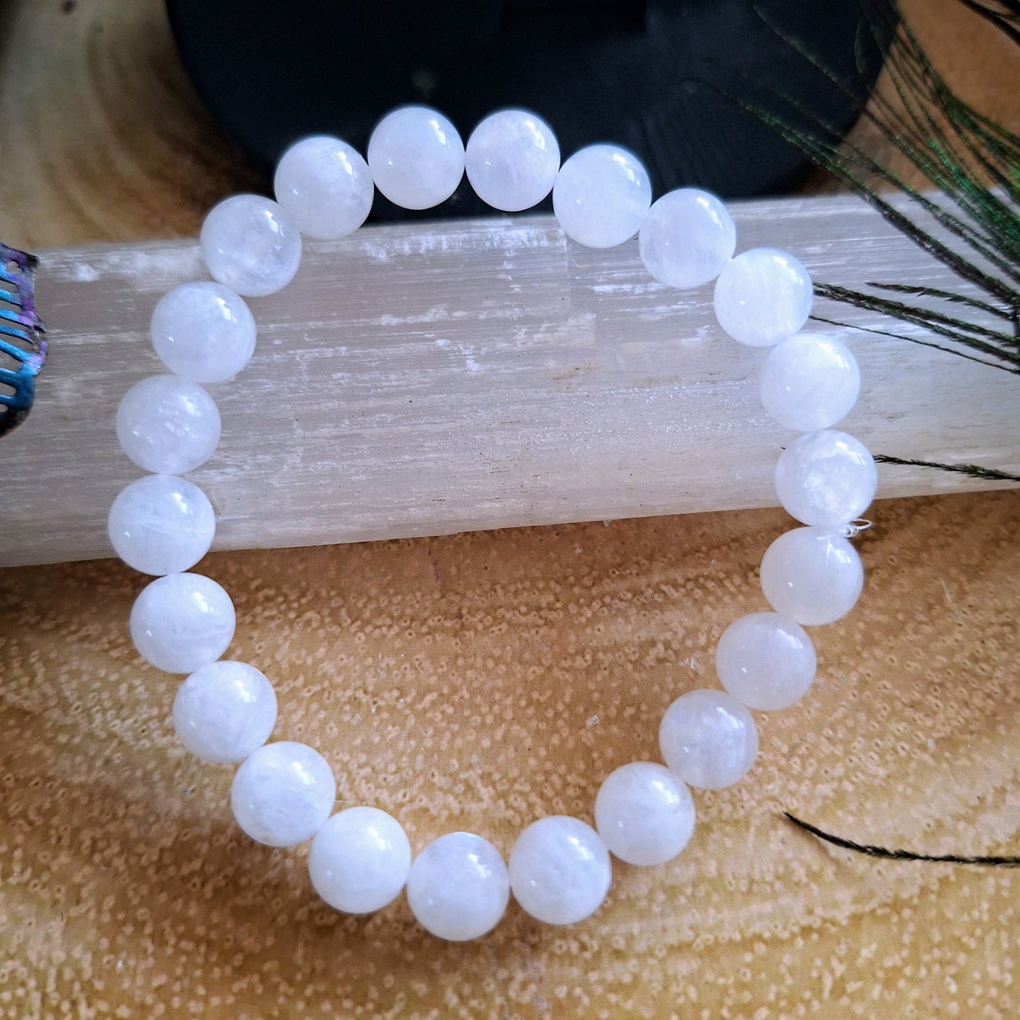 White moonstone bracelet crystal healing gift for her witchy jewellery for women