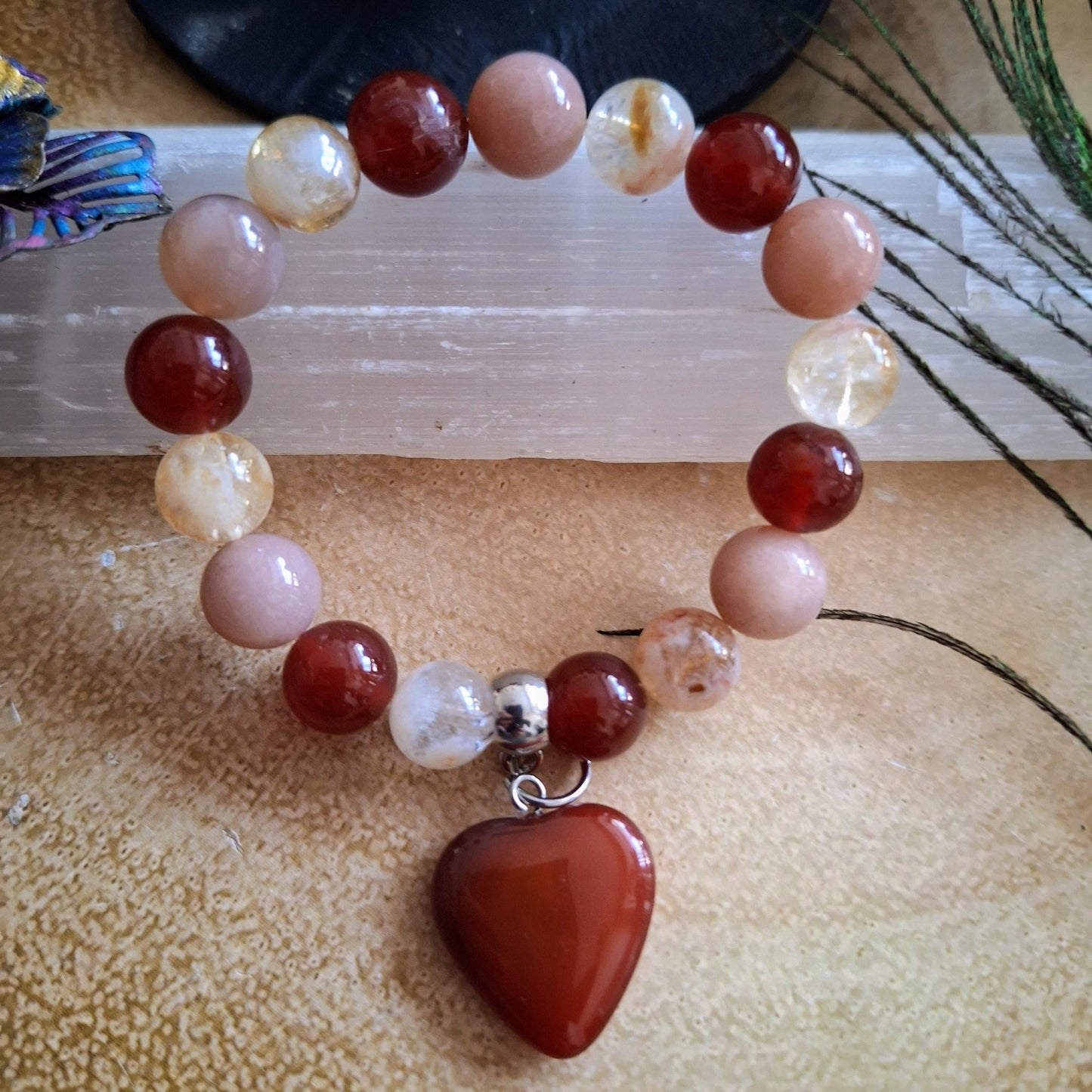 Positive motivation bracelet Crystal healing gift for him or her sacral chakra bead jewellery for men or women