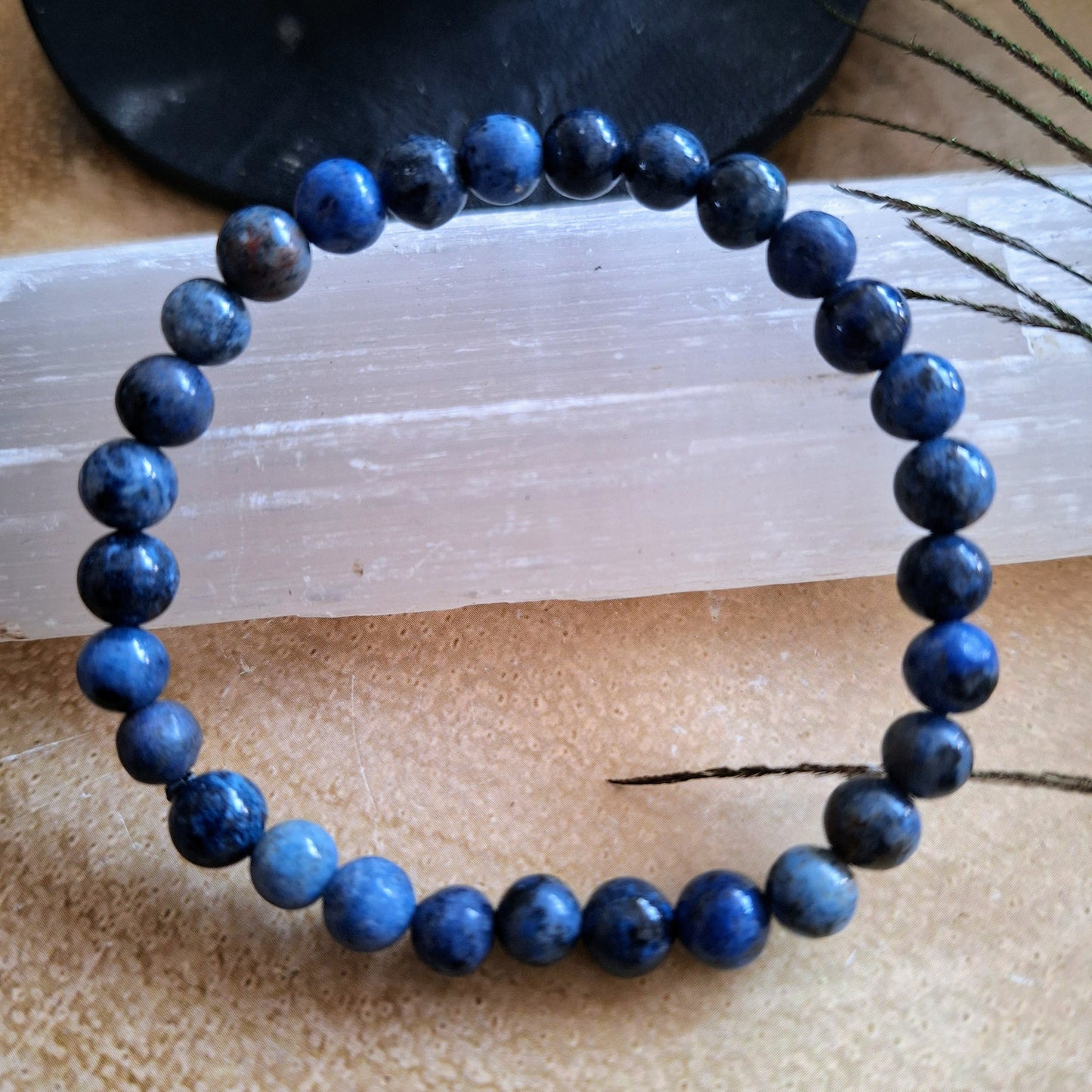 Dumortierite bracelet crystal healing natural stone stacking stretchy jewellery