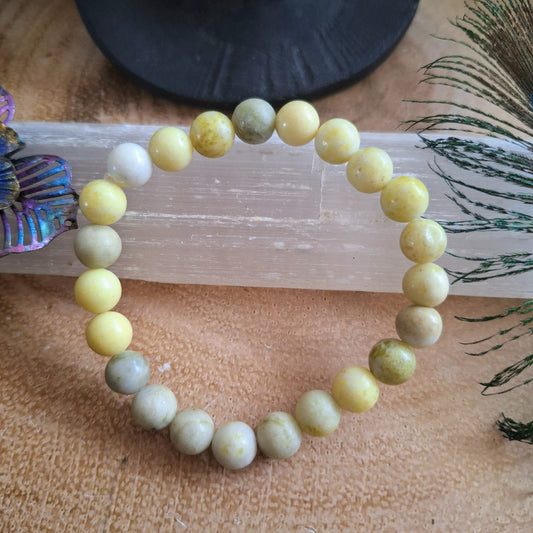 Yellow Jasper bracelet crystal healing natural stone stacking stretch jewellery for men or women gift for him or her