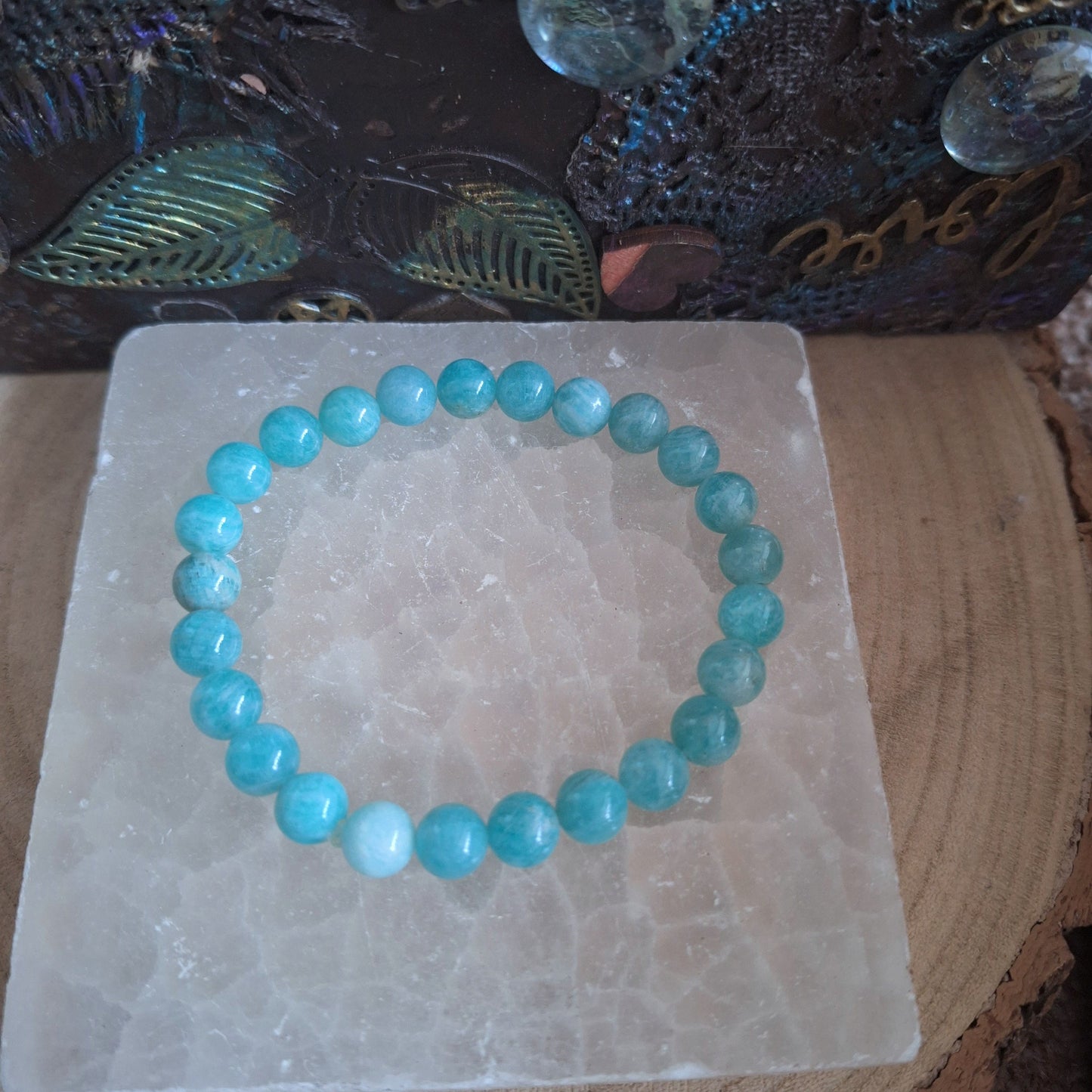 Amazonite Bracelet gift for him or her crystal healing jewellery for women witchy gift for men heart chakra