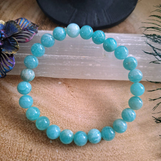 Amazonite Bracelet gift for him or her crystal healing jewellery for women witchy gift for men heart chakra