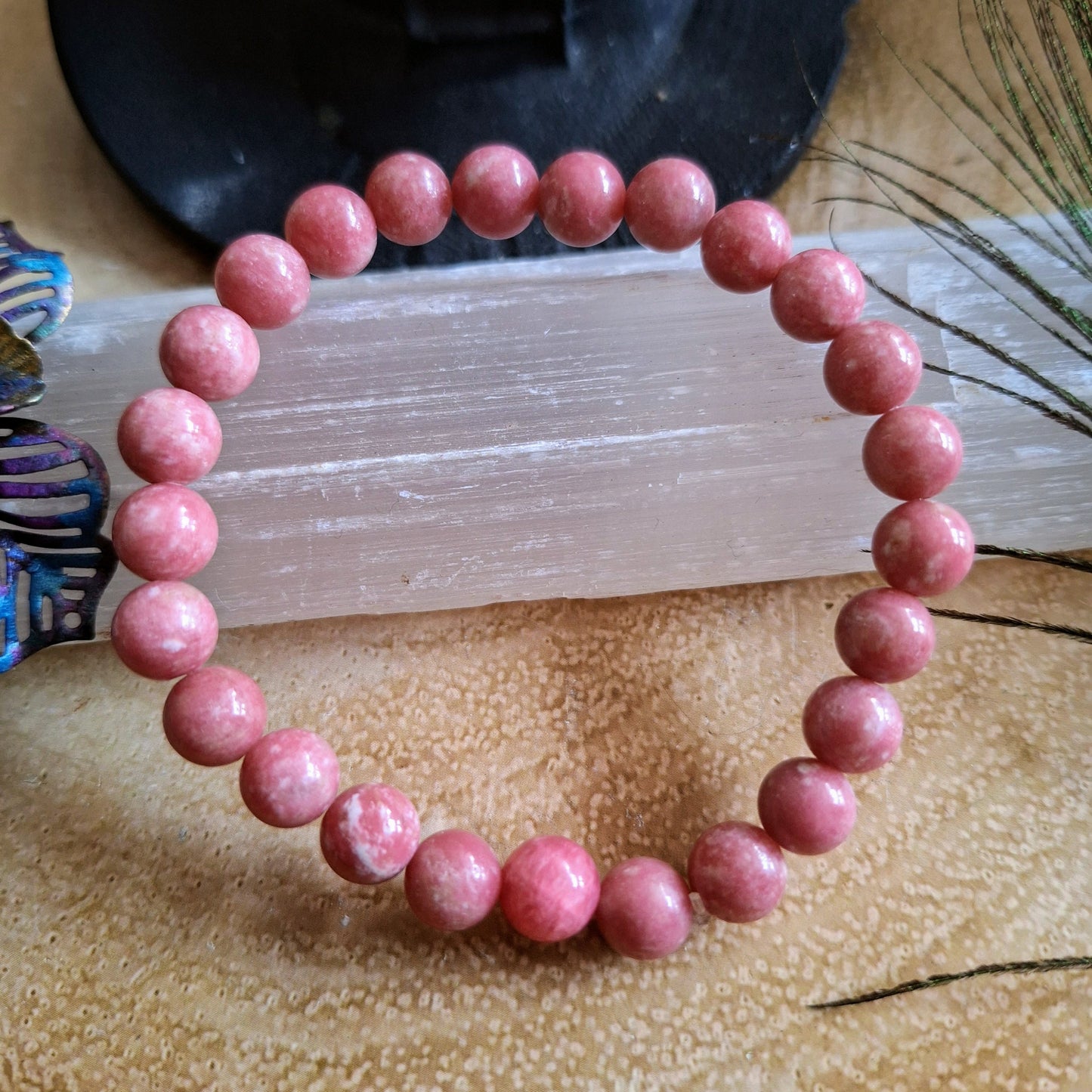 Thulite bracelet crystal healing witchy jewellery gift for her heart chakra