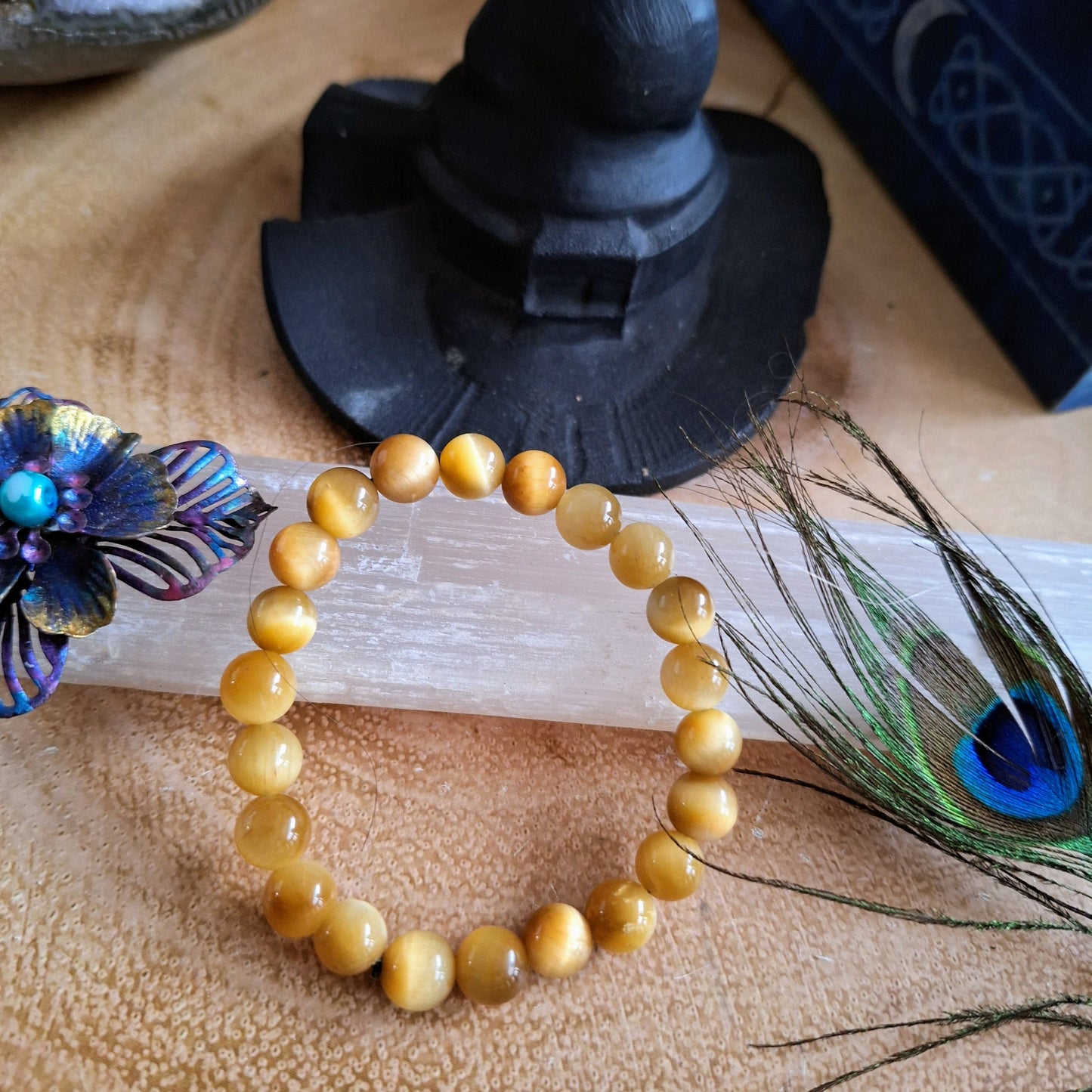 Yellow tigers eye bracelet crystal healing gift for him or her protection natural stone jewellery