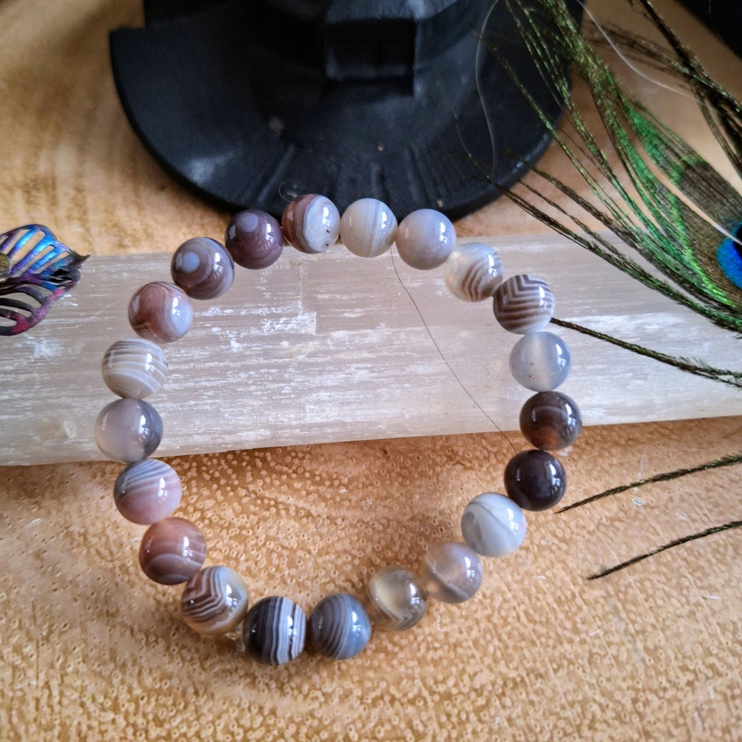 Botswana agate bracelet crystal healing handmade stacking jewellery for men or women gift for him or her