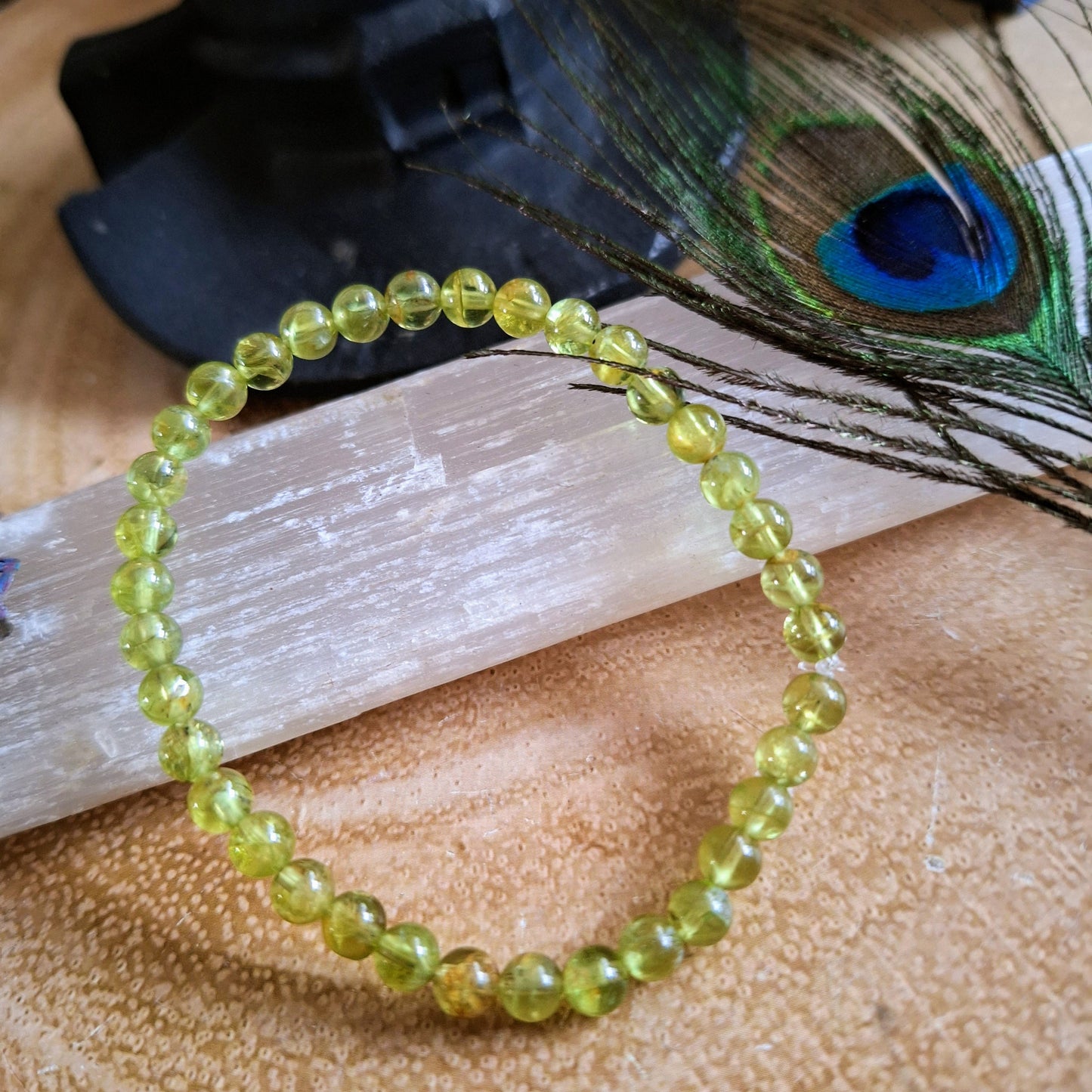 Peridot bracelet crystal healing natural stone heart chakra gift for him jewellery for her minimalist jewelry