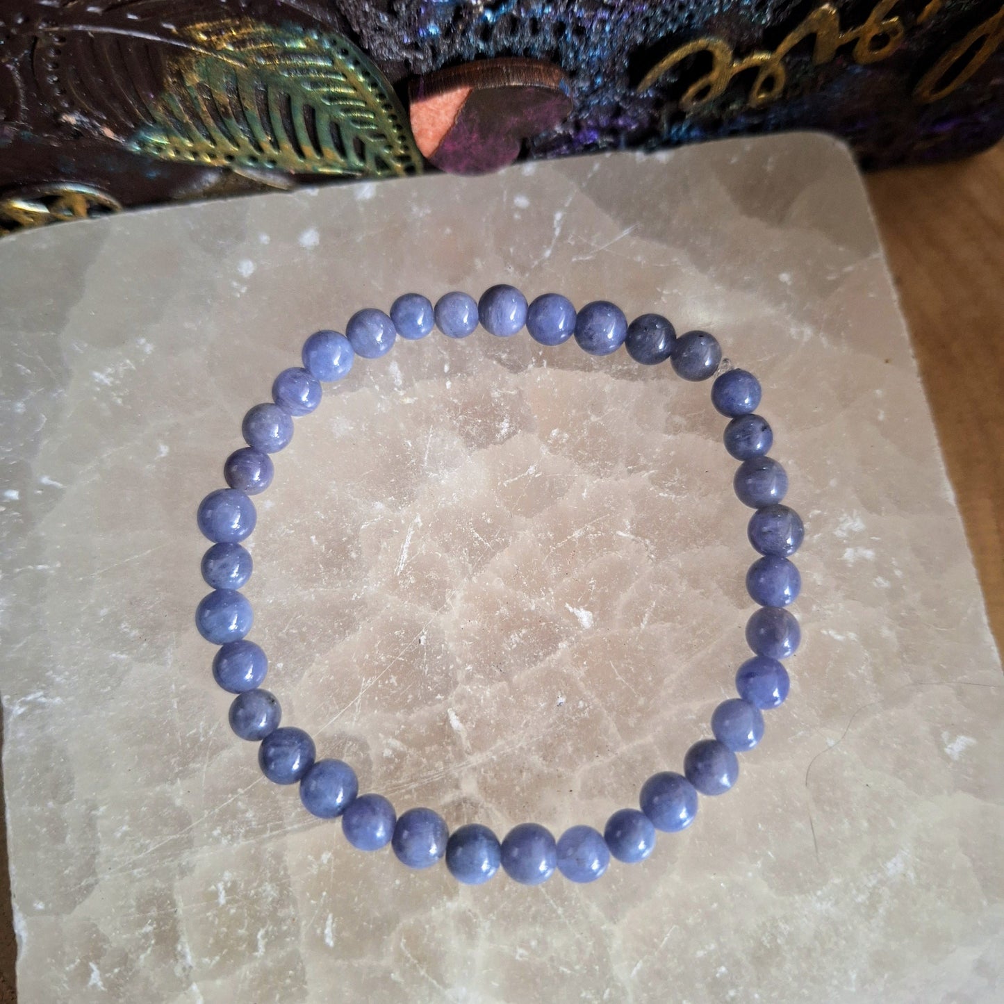 Tanzanite bracelet Crystal healing natural stone gift for him or her jewellery for men or women stretch jewelry third eye chakra