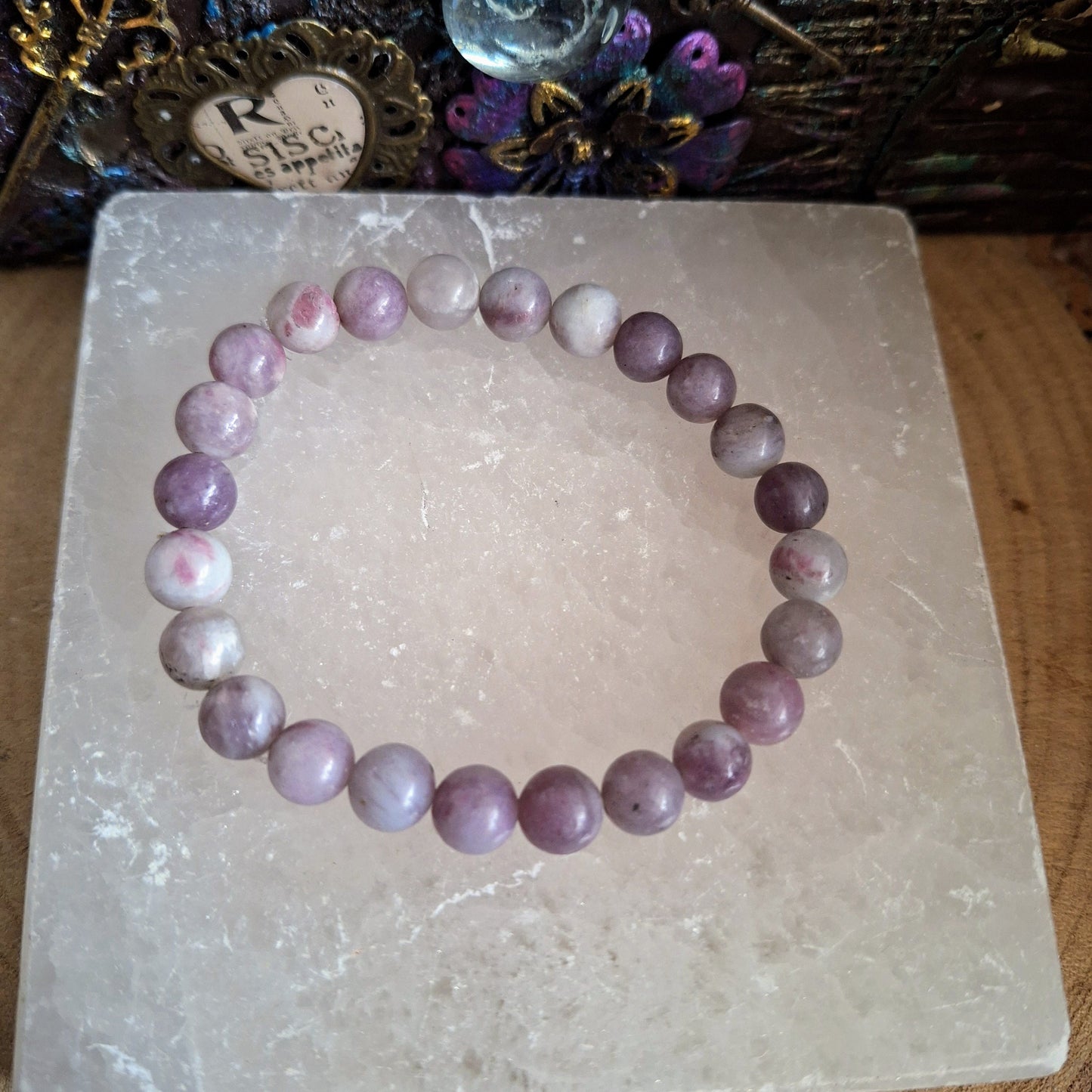 Lilac Jasper bracelet Crystal healing natural stone calming