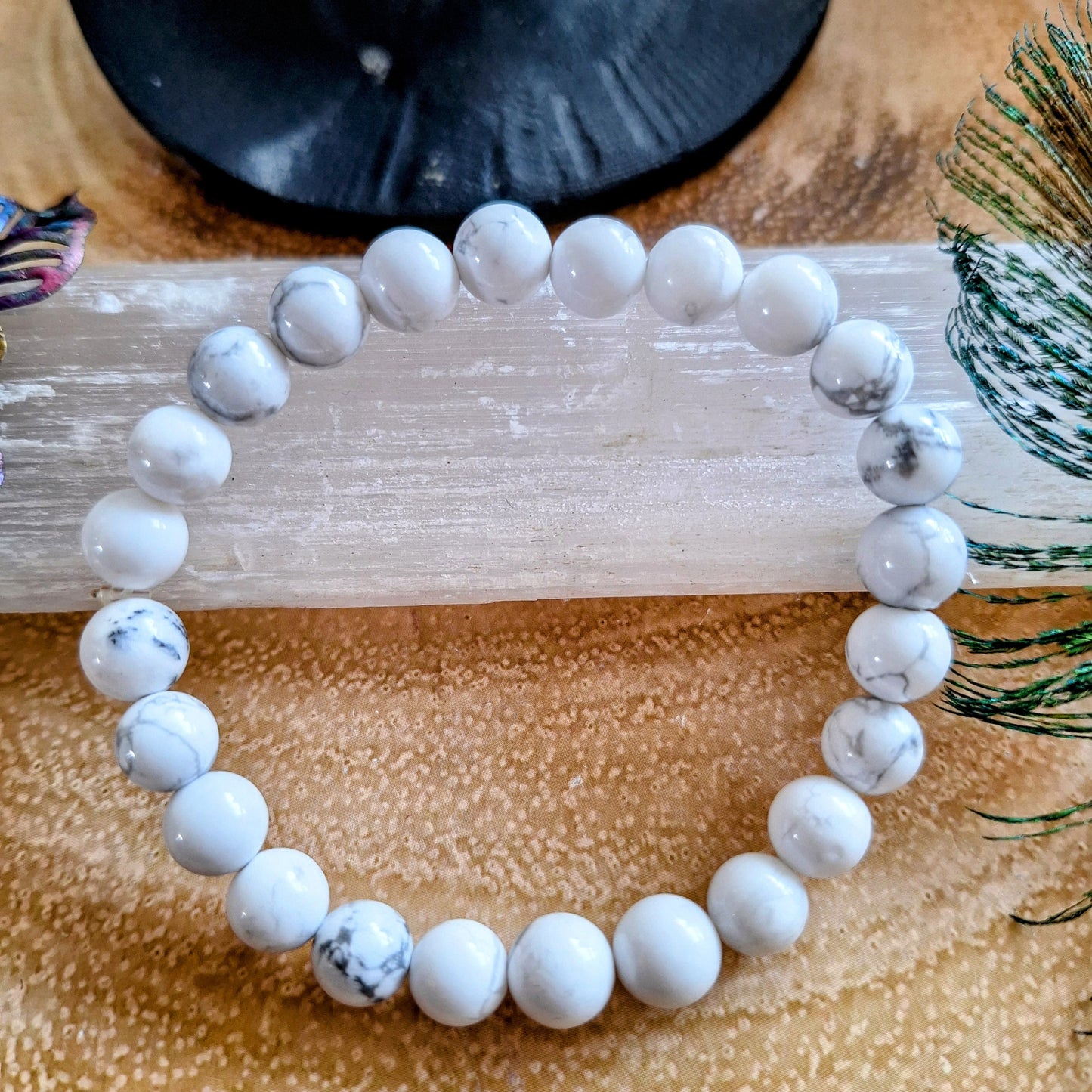 Howlite Bracelet crystal healing jewellery for men or women gift for him or her calming jewelry