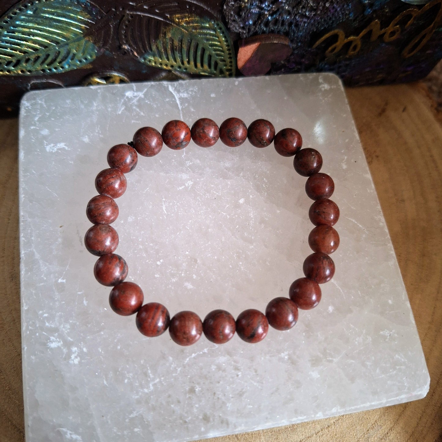 Red Jasper bracelet crystal healing gift for him or her grounding root chakra handmade jewellery