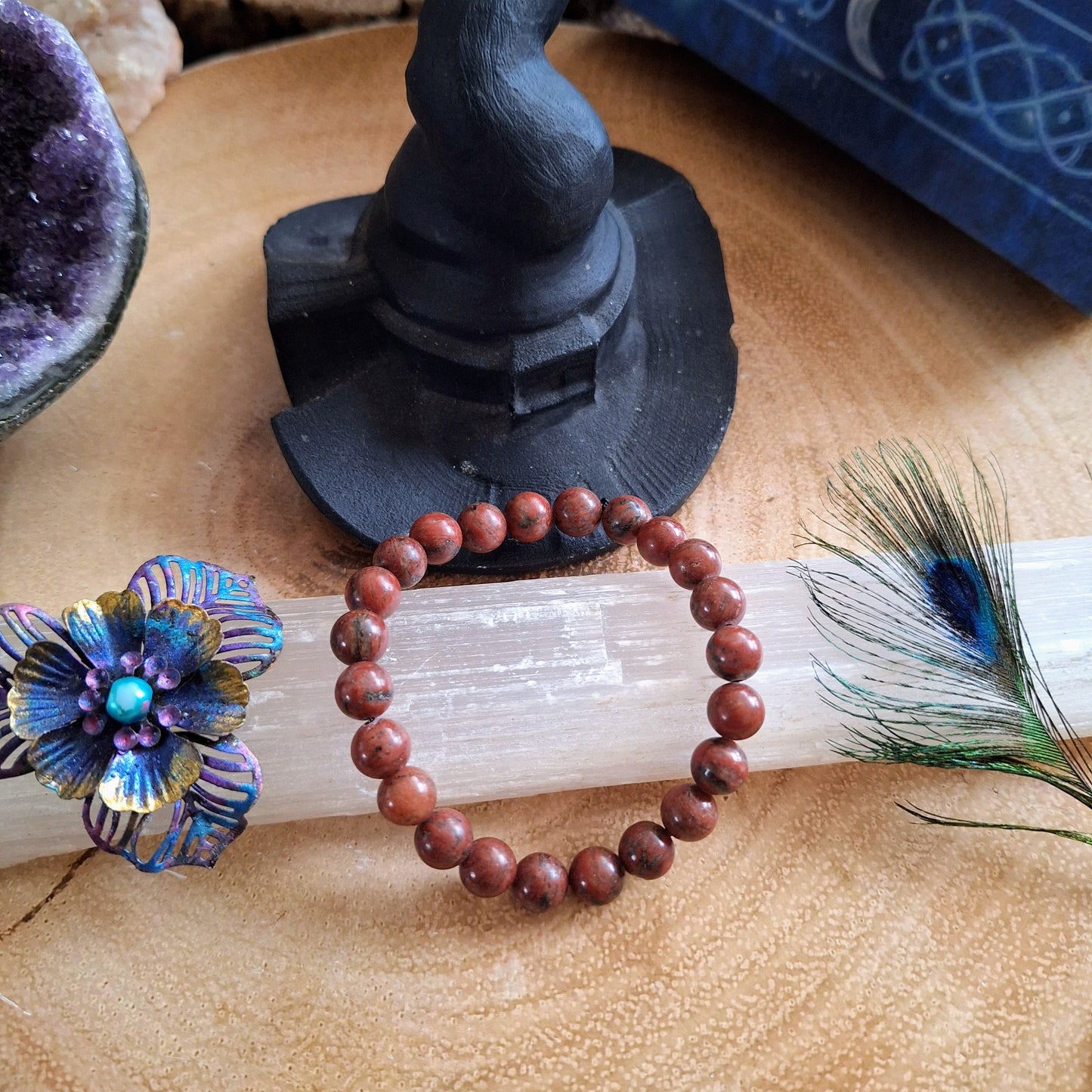 Red Jasper bracelet crystal healing gift for him or her grounding root chakra handmade jewellery