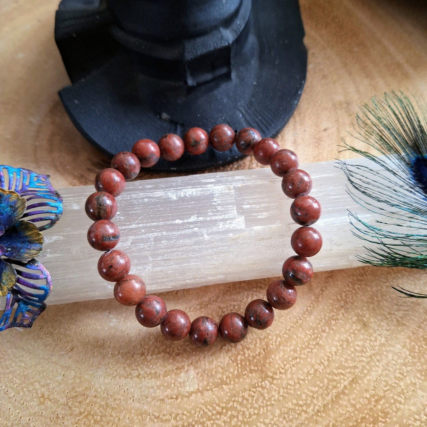 Red Jasper bracelet crystal healing gift for him or her grounding root chakra handmade jewellery