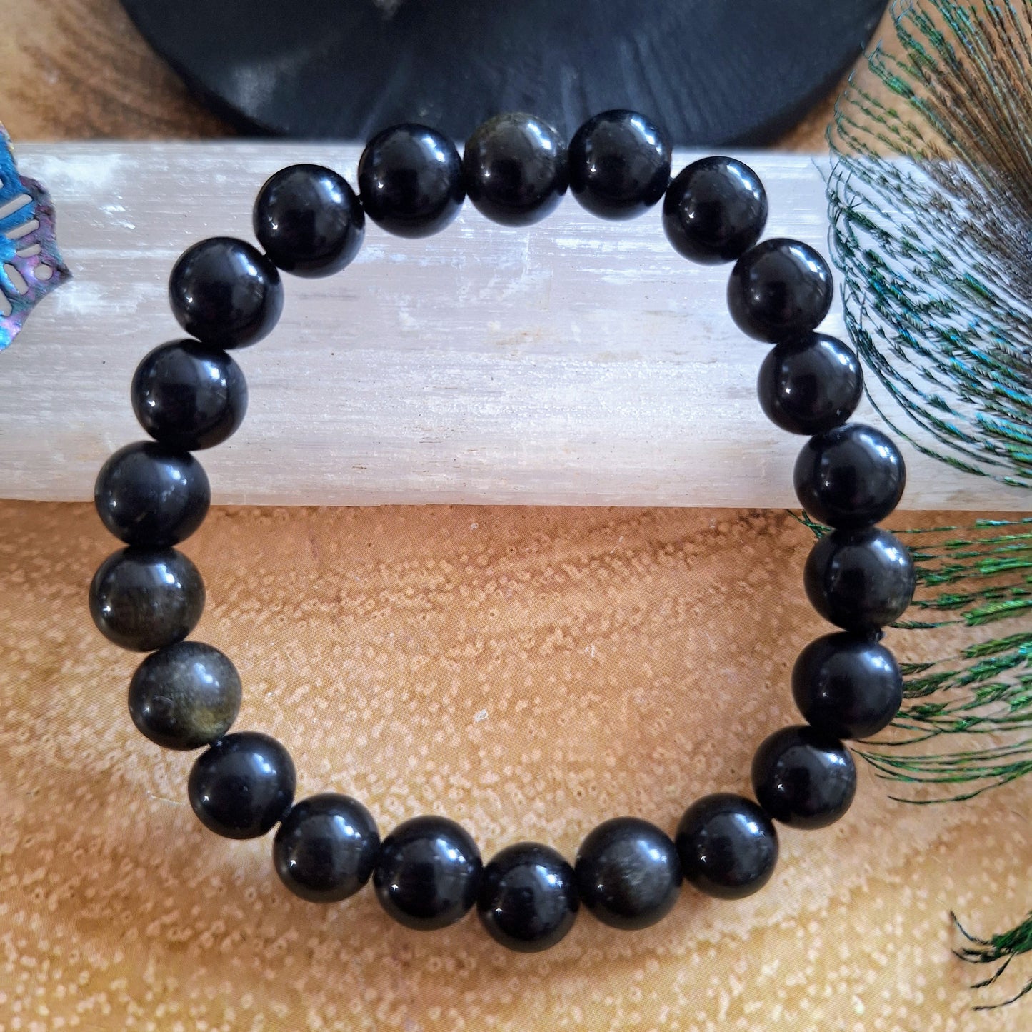 Black Obsidian Bracelet crystal healing protection gift for him or her