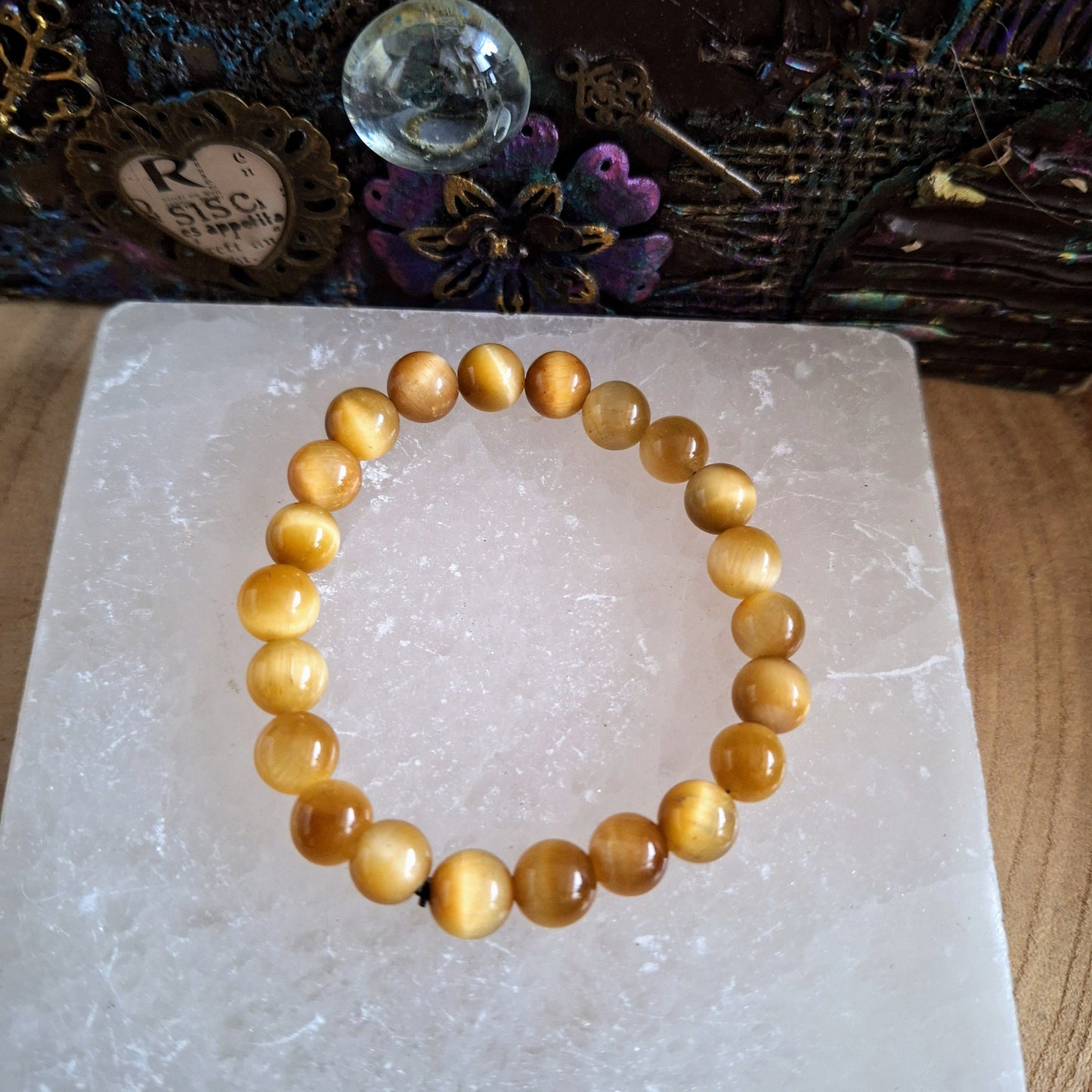 Yellow tigers eye bracelet crystal healing gift for him or her protection natural stone jewellery