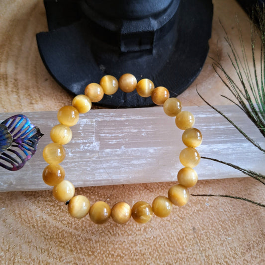 Yellow tigers eye bracelet crystal healing gift for him or her protection natural stone jewellery