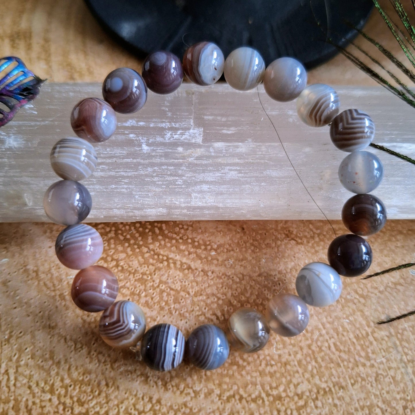 Botswana agate bracelet crystal healing handmade stacking jewellery for men or women gift for him or her