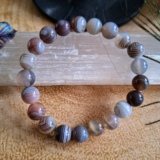 Botswana agate bracelet crystal healing handmade stacking jewellery for men or women gift for him or her