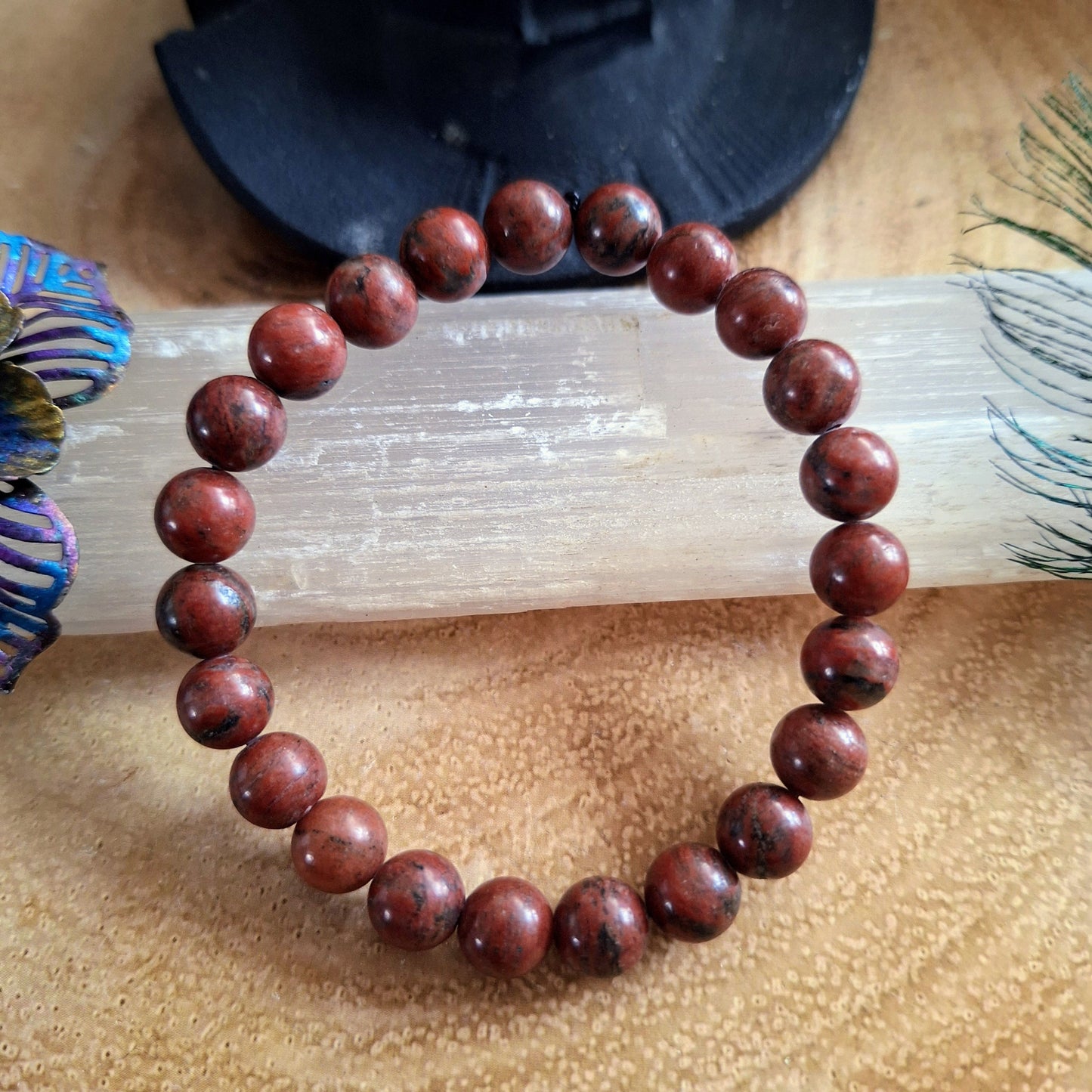 Red Jasper bracelet crystal healing gift for him or her grounding root chakra handmade jewellery