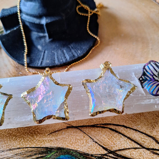 Angel Aura Quartz star pendant necklace crystal healimg witchy gift for him or her jewellery for women