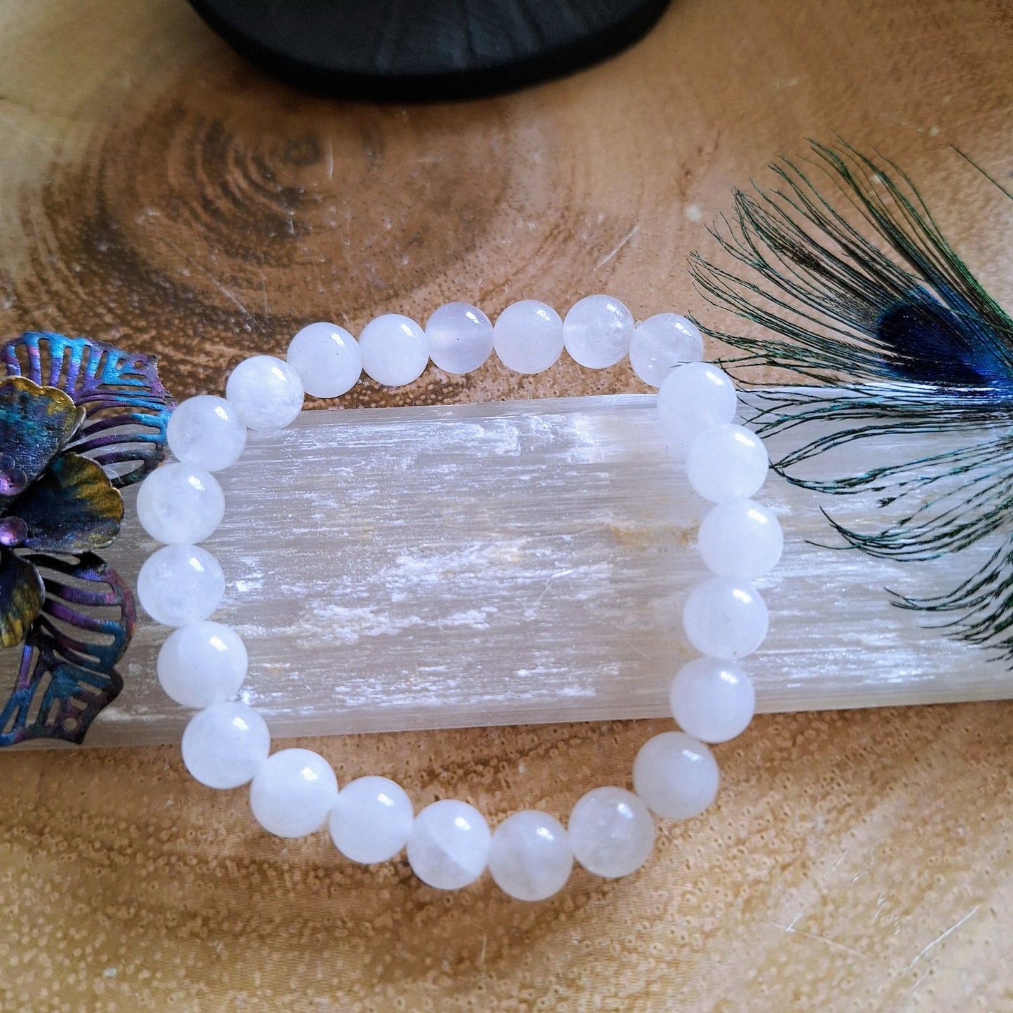 White jade Bracelet crystal healing natural stone unisex bracelet